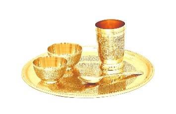 Brass Dinner Thali Set, for Home Use, Hotels, Restaurant, Feature : Durable, Fine Finished, Light Weight
