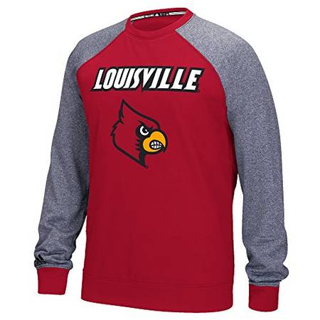 NCAA Louisville Cardinals Men\'s Campus Raglan Long Sleeve Fleece Crew Top XX-Large Power Red