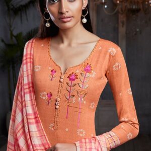 Embroidered Coral Designer Cotton Suit, Size : XL