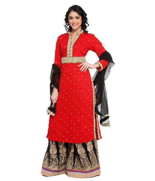 Embroidered Chiffon Ladies Sharara Suit, Size : XL