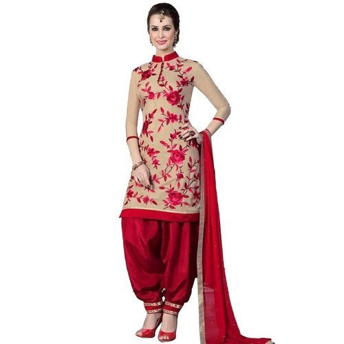 Embroidered Satin Ladies Stylish Suit, Size : XL