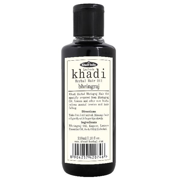 Khadi bhringraj hair oil, Packaging Type : Plastic Bottle