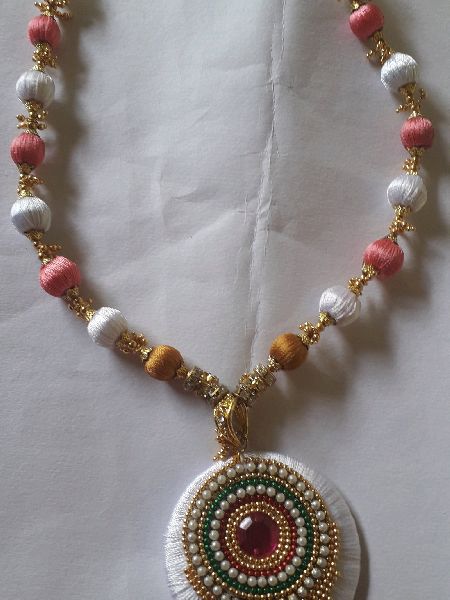 Silk thread hand made necklace