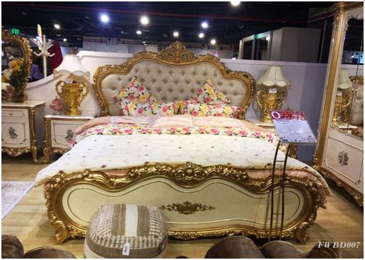 Royal Gold Hand Carved Bed
