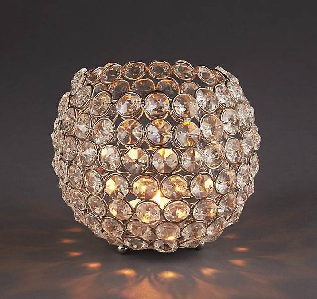 Oval Crystal Candle Holder