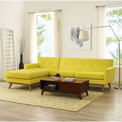 Goodluck Polished Plain Wood Yellow Sofa Set, Feature : Attractive Designs, Stylish