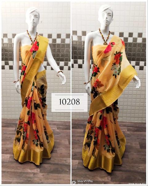 handloom linen saree