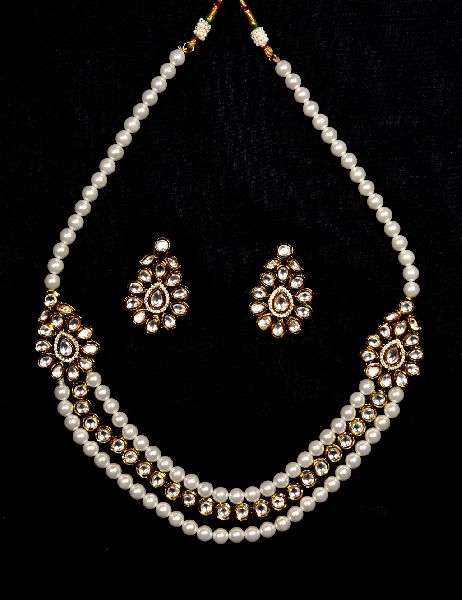 Designer Kundan Pearl Polki Necklace Set, Occasion : Daily Use, Engagement, Gift, Party, Wedding