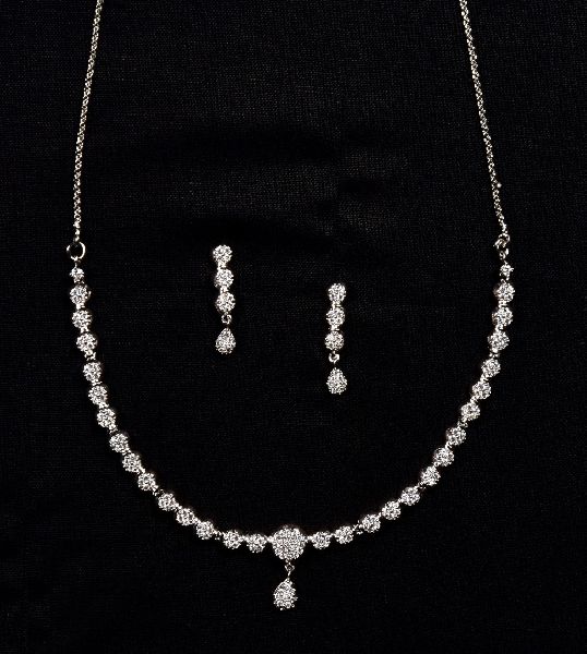 Silver Coated Plain Aluminium Fancy Oxidized Necklace Set, Gender : Female