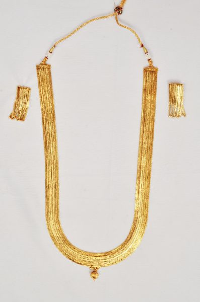 Simple Sober Gold Polish Necklace Set, Purity : 18crt
