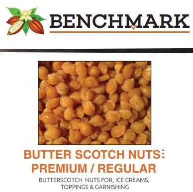 Benchmark Foods 6mm Butterscotch Nuts, For Ice Cream Bakery Use, Form : Balls