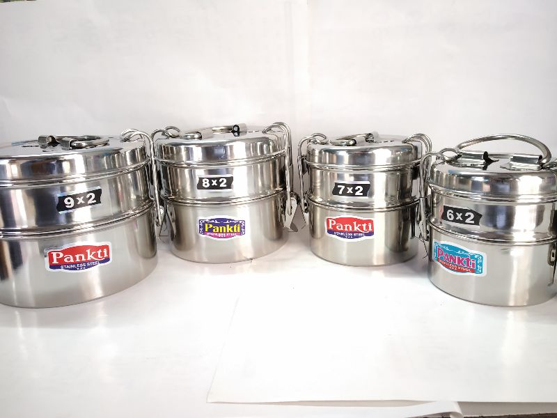 Polished Stainless Steel Tiffin Box, for Office, school, college kitchen use., Feature : Durable, Good Quality