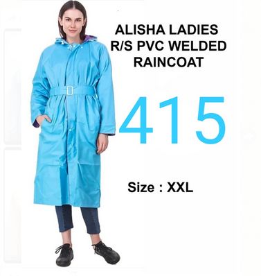 Plain Alisha Ladies PVC Raincoat, Size : XXL
