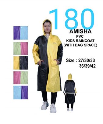 Plain Amisha Girls PVC Raincoat, Sleeve Type : Full Sleeve