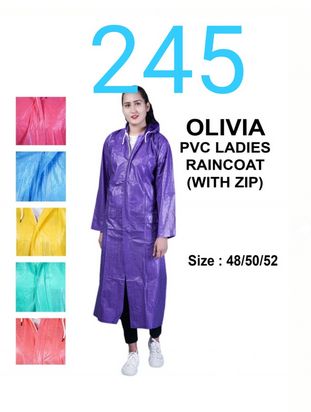 Plain Olivia Ladies PVC Raincoat, Sleeve Type : Full Sleeve