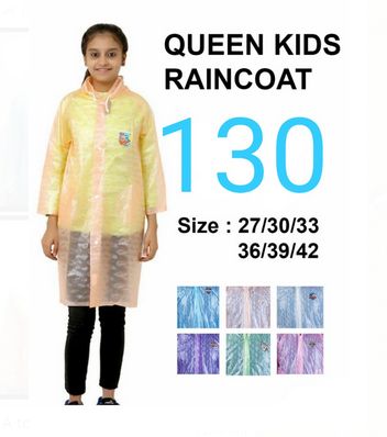 Plain Queen Girls PVC Raincoat, Sleeve Type : Full Sleeve