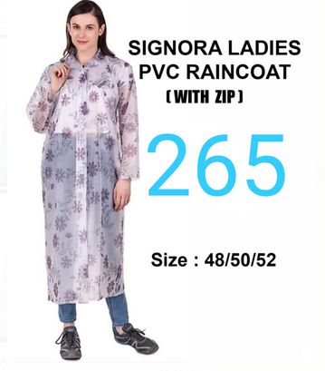 Printed Signora Ladies PVC Raincoat, Sleeve Type : Full Sleeve