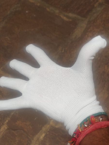 Plain White Cotton Gloves, Size : Standard