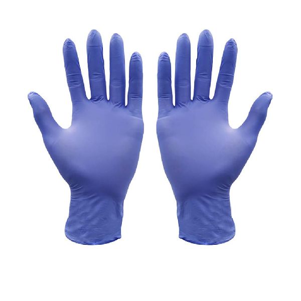 blue latex disposable gloves