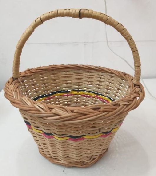 Willow Wicker Round Gift Basket, Technics : Handmade, Size : Standard