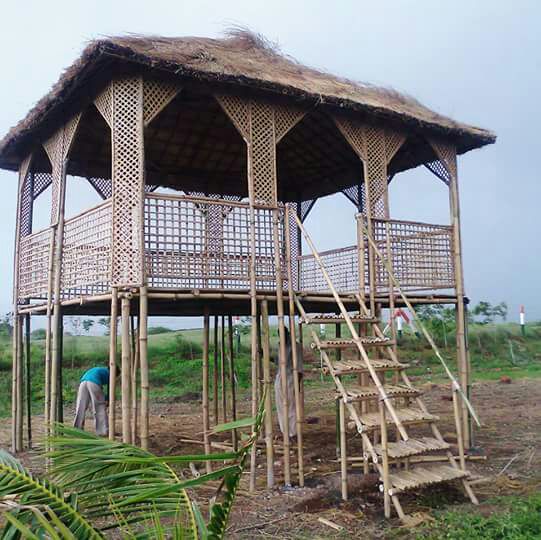 Non Polished bamboo house, for Garden, Home, Park, Feature : Durable, Eco Friendly, Fine Finishing