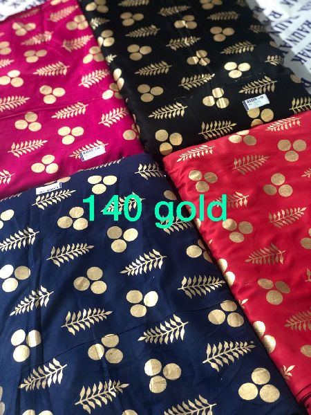 Gold printed rayon fabric, Color : Blue