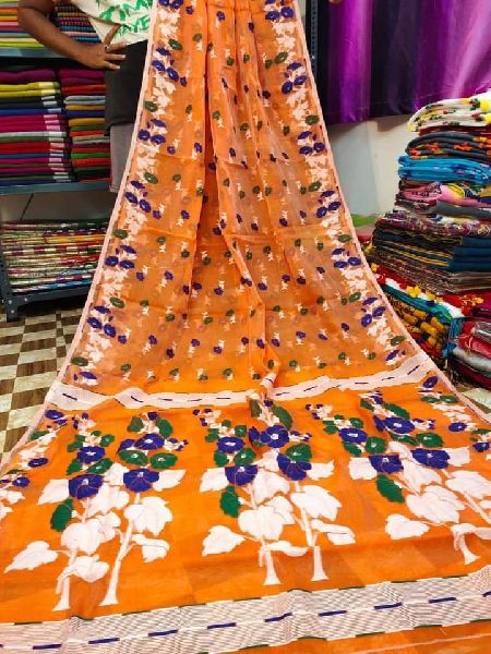 dB DESH BIDESH Women`s Traditional Bengal Tant Handloom Dhakai Jamdani  Cotton Saree(White) : Amazon.in: Fashion