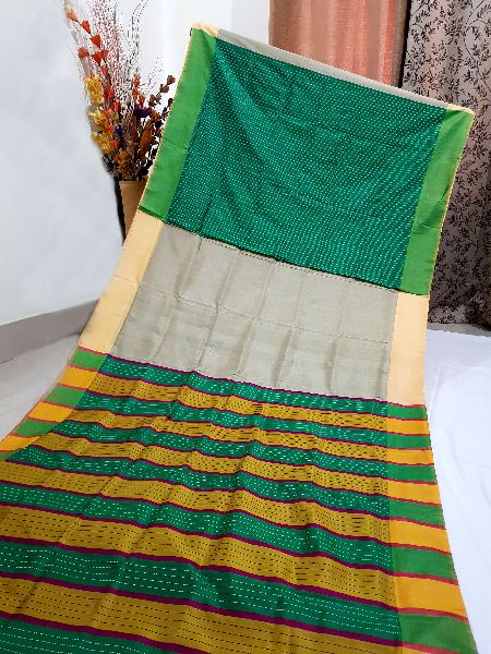 Woven Kantha Handloom Silk Saree, Color : Multicolor