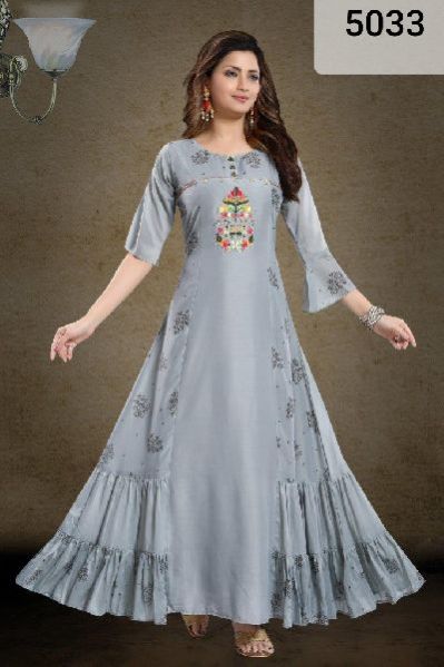 Meet Creation Printed Silk Ethnic Wear Kurti, Gender : Ladies