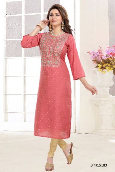 Plain Chanderi Silk Kurtis, Size : M, XL, XXL