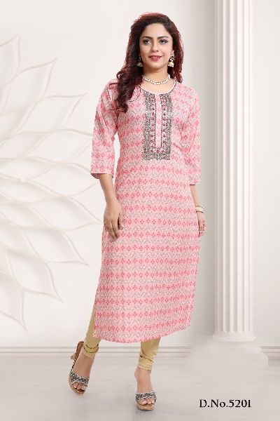 Cotton Printed Kurtis, Size : L, M, XL, XXL, Style : A Line, Achkan ...