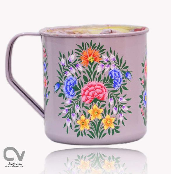 Hand Painted Enamelware Floral Mug