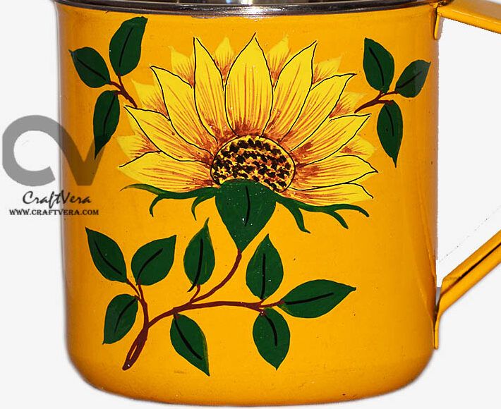 Hand Painted Enamelware Stainless Steel Sunflower Mug