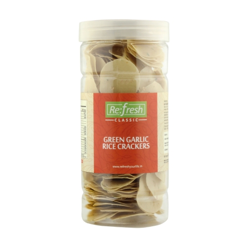 Refresh Green Garlic Rice Crackers, for Snacks