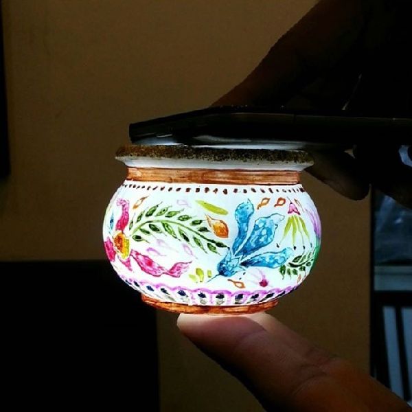 Round Marble Designer Pot, for Decorating Flower, Pattern : Printed