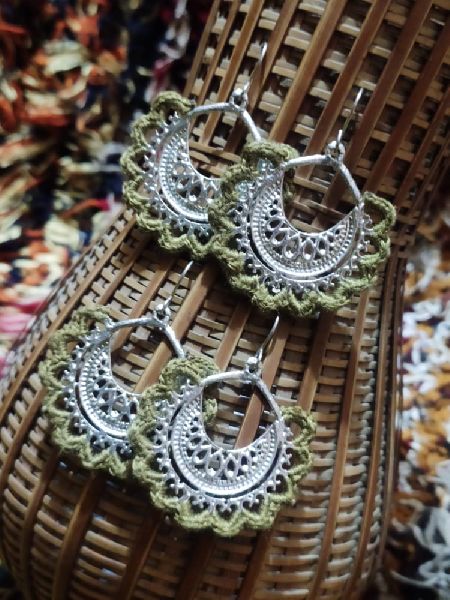 Polished Metal Crochet hoop earrings, Style : Antique, Classy