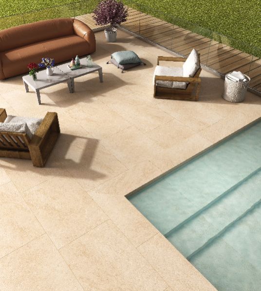 Procelain 600x900mm Hammerstone Beige Outdoor Porcelain Tile, INR 95INR