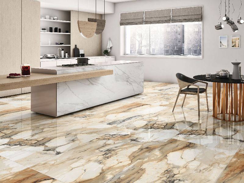 800x1600 Statuario Calacatta Porcelain Slab Tiles, Shape : Rectangular