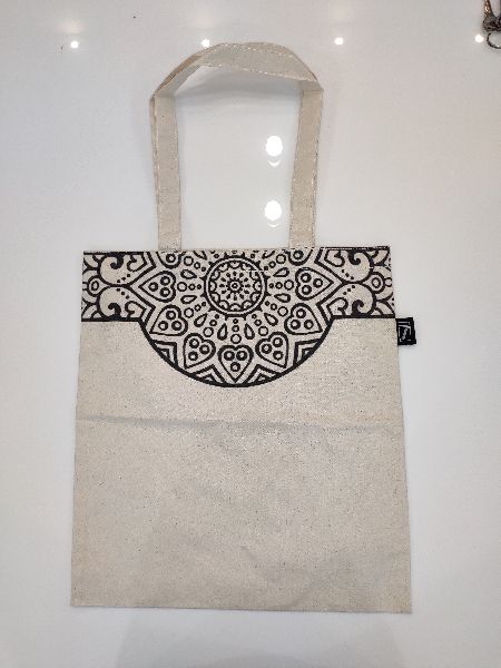 BLACK PRINTED COTTON BAG ., for College, Size : Multisizes