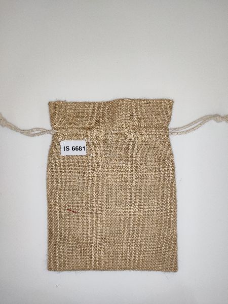 NATURAL JUTE POUCH WITH COTTON DRAWSTRING .