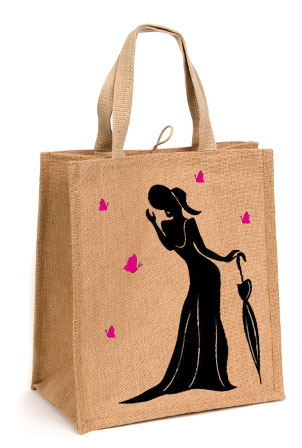TWO COLOUR PRINTED JUTE SHOPPING BAG, for Daily Use, Size : Multisizes