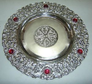 Round Aluminium Polished Silver Plates, Size : 10inch