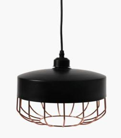 Black &amp; Copper Finish Wire Cage Hanging Pendant Lamp