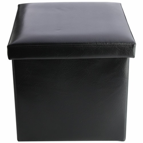 Leather Folding Storage Box, Color : Black