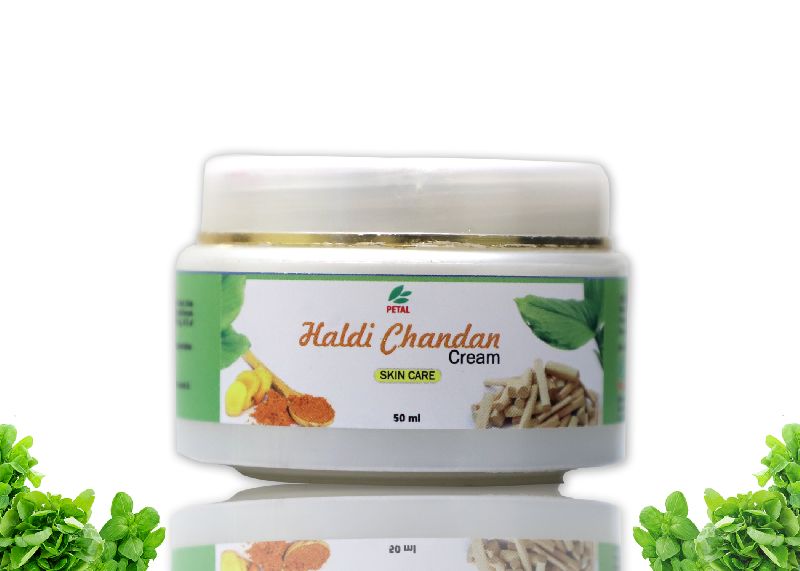 Petal Haldi Chandan Cream, for Body, Face, Skin, Packaging Type : Plastic Box
