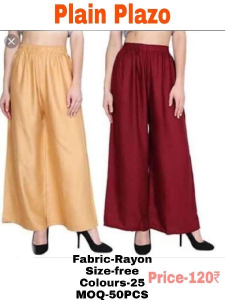 Richlook RAYON Plain Palazzo for Ladies, Size : 20-40