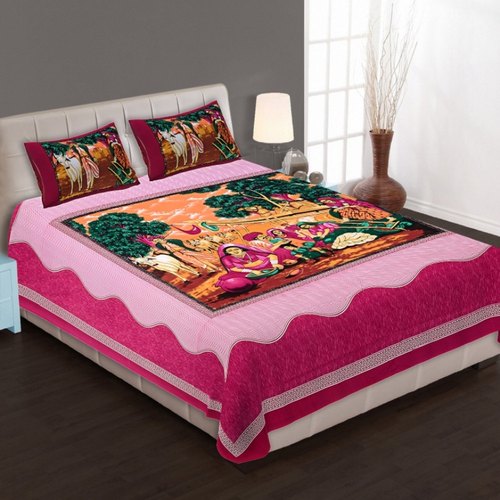Printed Cotton Bedsheet, for Home, Hotel, Lodge, Feature : Anti Shrink