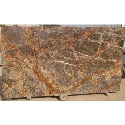 Square Non Polished Rainforest Brown Marble, for Flooring Use, Pattern : Plain