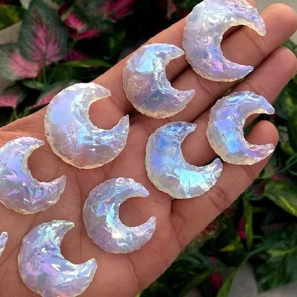 Opalite Moon Aura Coated Crystal Pendant, for Home, Size : 0-15mm