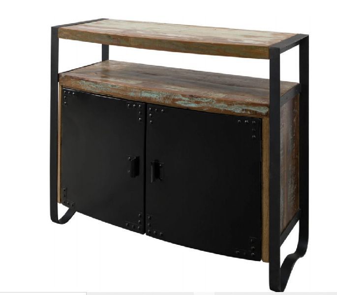 100x43x90 Cm Solid Waste Wood and Iron Sideboard